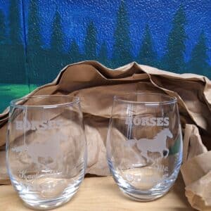 "Horses Keep Me Stable" Stemless Wine Glasses