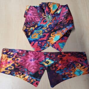 Equestrian Dressage Stock Tie Cravat Dickey with Vintage Brooch and Wrap Collar