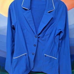 Kerrits Stretch Competitor Show Coat in small size, blue with white trim