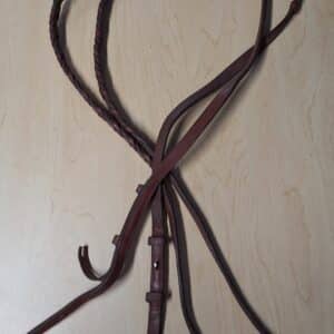 Durable Braided Center Leather Reins, 7ft, 10in