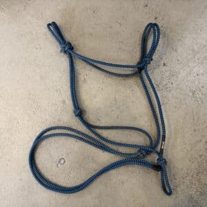 Premium Two-Tone Diamond Braid Rope Halter in blue and purple for horses
