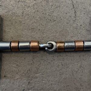 Stainless Steel D-Ring Snaffle Bit with Alternating Copper Rollers, 4.5"