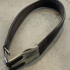 Dark Brown English Girth 51-inch with worn buckles