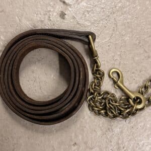 Walsh Premium Leather Lead Line w/Solid Brass Chain, 7.2 ft